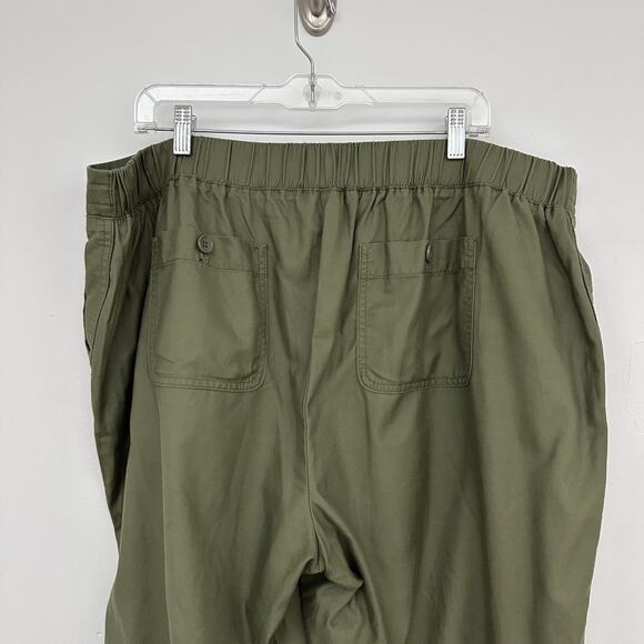 Talbots Womens 20W Green Cotton Tencel Pull On Elastic Waist Capri Pants Comfort - Picture 4 of 6